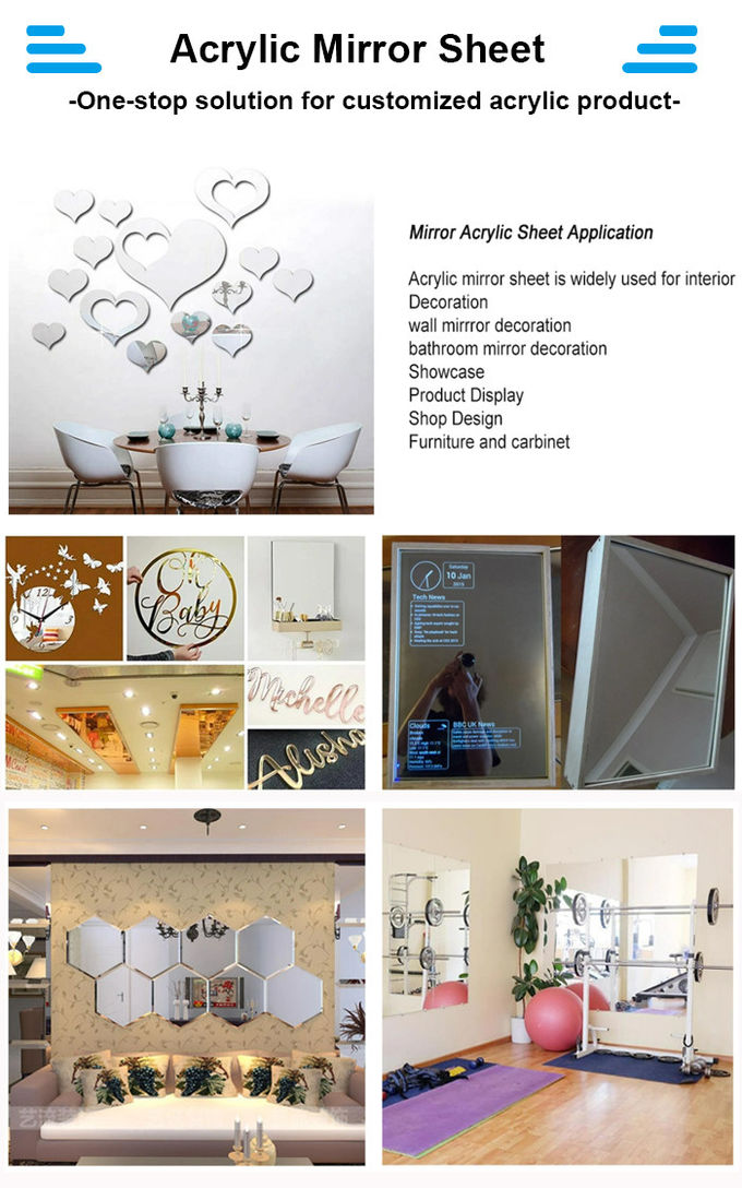 Custom 1mm Plexiglass Acrylic Sheet Wall Mirror Stickers Panel(id